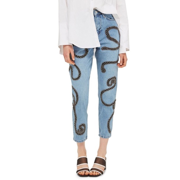 Topshop Denim - Topshop Beaded High Waisted Mom Jeans *NEW*